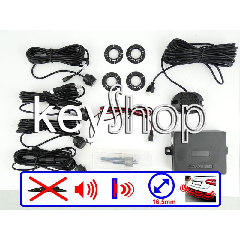 Kit de estacionamento | 4 sensores pretos 16,5 mm | Besouro *TOP PRICE*